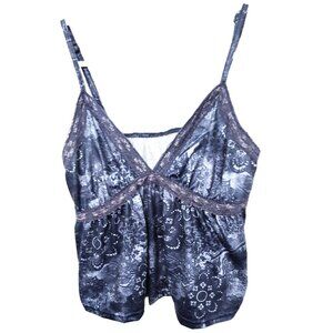 Romwe Hippie Womens Vintage Printed Camisole Blue Adjustable Size Medium